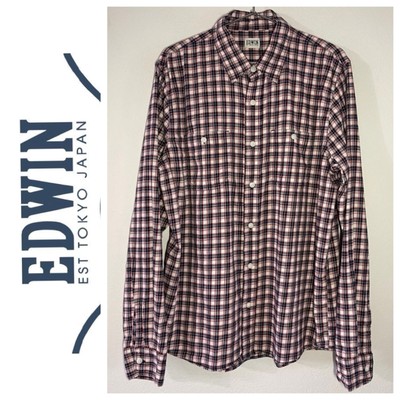 Edwin Est Tokyo Japan Plaid Button Front Shirt Labour Shirt Size Small