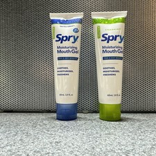 2 Tubes Of Spry Moisturizing Mouth Gel with Xylitol 2 Oz Spearmint And No Mint