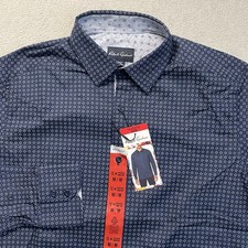 Robert Graham Long Sleeve Shirt Blue Geometric Men’s Médium Cotton Stretch NWT