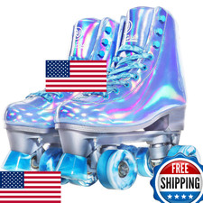 JajaHoho Holographic High-Top Quad Roller Skates for Women - Mixture Color
