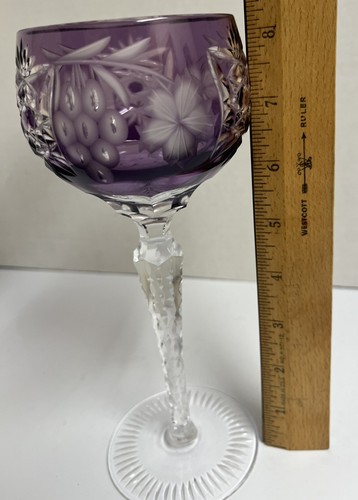 Ajka Marsala geschliffen auf Klarglas 8 1/4" Amethyst Weinglas Kelch. - Bild 9 von 9