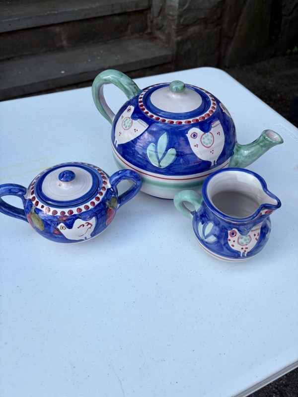 Solimene Ceramic Blue Tea Set