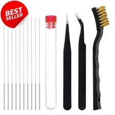 13 Pcs 3D Printer Nozzle Cleaning Kit 0.4mm Needles Tweezers Copper Wire Brush -