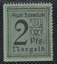 2 Scheine Notgeld Gutschein Stadt Darmstadt 2, 10 Pfg. 1920 (Nr. 3477)