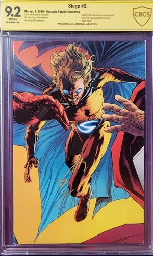 Siege #2 CBCS 9.2 🔥 Death Of Ares 🔥 Signed By Joe Quesada 🔑 "Virgin" Cover