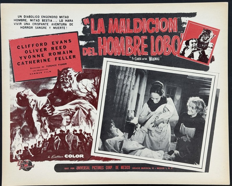THE CURSE OF THE WEREWOLF HAMMER YVONNE ROMAIN MEXICAN LOBBY CARD
