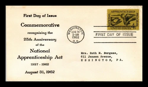 US COVER APPRENTICESHIP ACT 25TH ANNIVERSARY FIRST DAY ISSUE SCOTT 1201