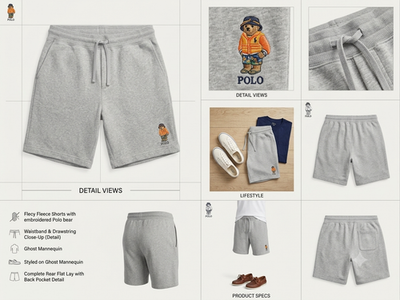 Polo Ralph Lauren Mens Grey Polo Bear Fleece Relax Beach Jogger