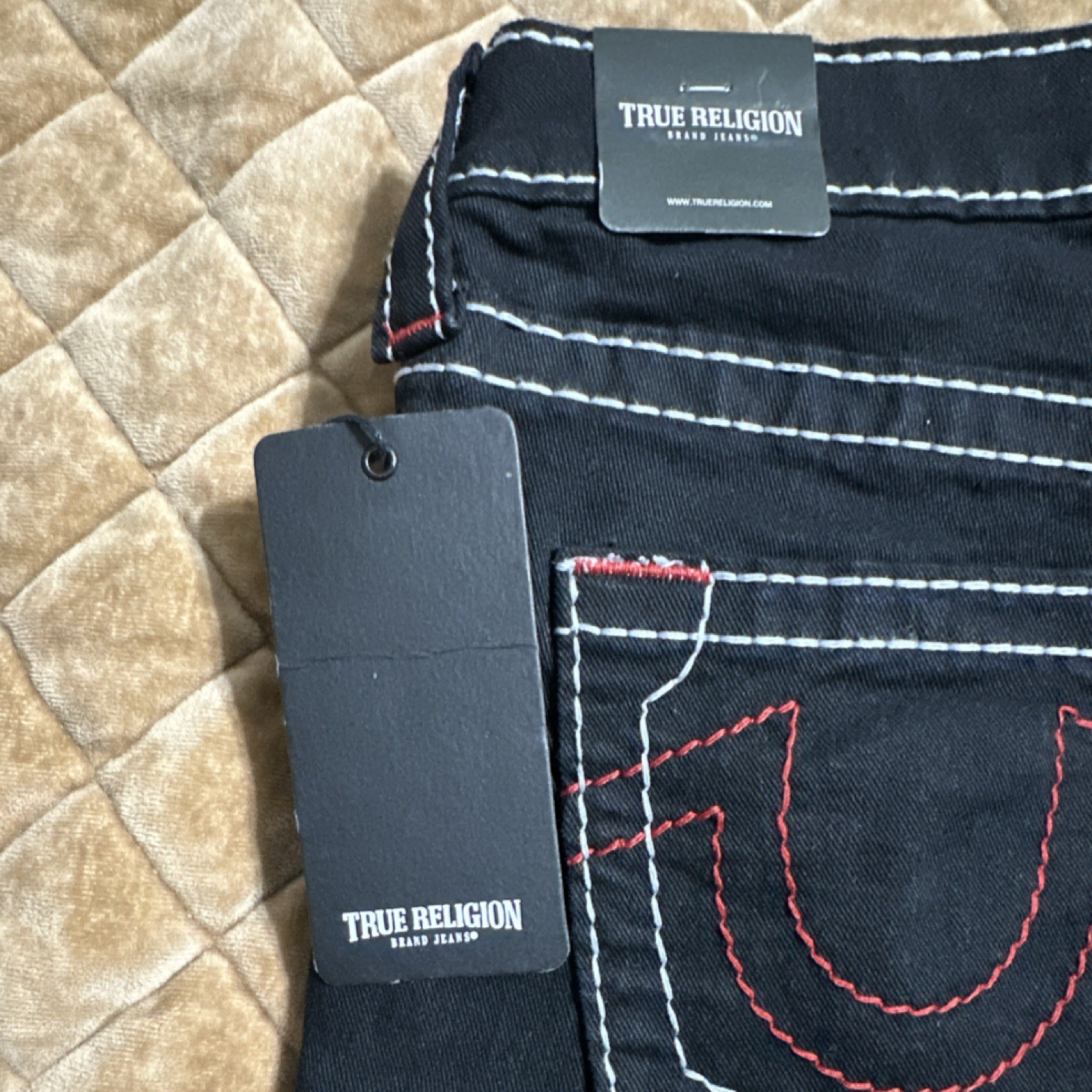 True Religion Mid Rise Bootcut Jeans Black Denim Contrast Stitch Women 29W x 32L thumbnail 5