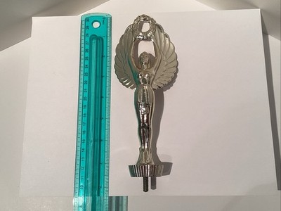 Silver Tone Goddess of Victory Trophy Topper / Hood Ornament Metal  Winged Angel