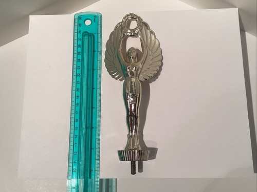 Silver Tone Goddess of Victory Trophy Topper / Hood Ornament Metal Winged Angel