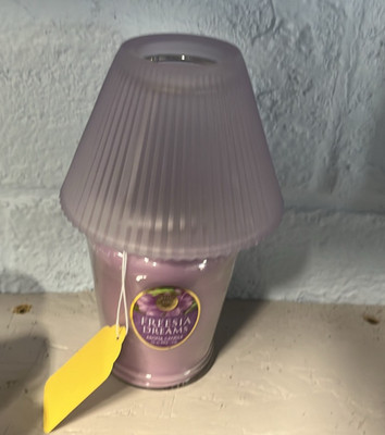 Freesia Dreams Scented Candle Purple Jar Shade Wax Label a2 bv