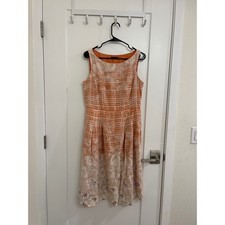 Linen Elie Tahari Midi Dress Chic Indie Floral Geometric Wedding Dress