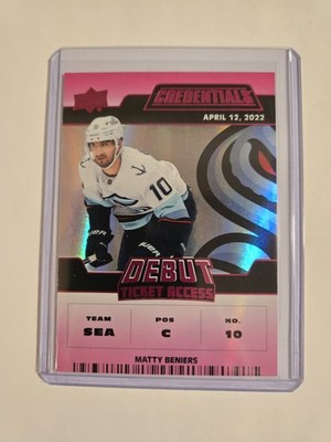 Matty Beniers Rookie 2022-23 UD Credentials NHL Debut Ticket Access #37/49
