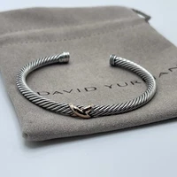 David Yurman 4mm Cable Sterling Silver and 18k Rose Gold X Station Bracelet