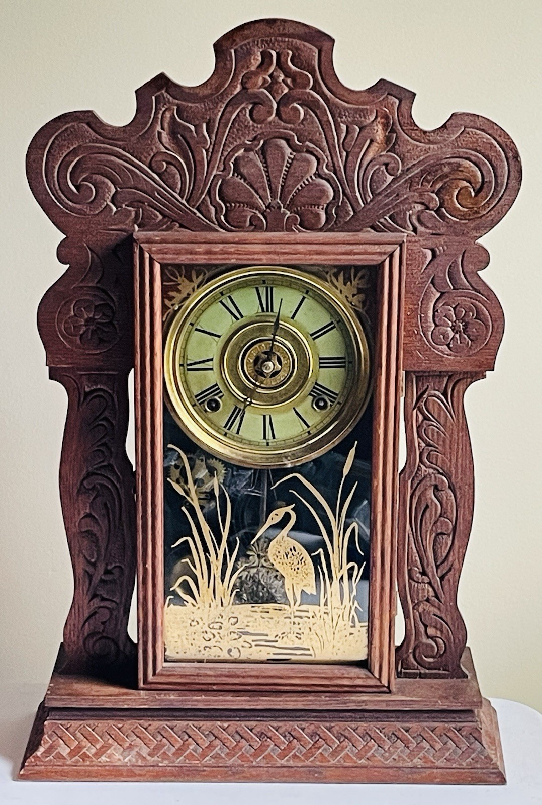 Antique Sessions Gingerbread Mantle Parlor Gong Chime Alarm 