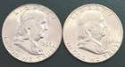 (2) US Ben Franklin Half Dollar Coin Lot 1956 & 1960 Silver 90%