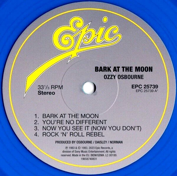 OZZY OSBOURNE - BARK AT THE MOON 40th Anniversary - LP Blue Cobalt VINYL NEW