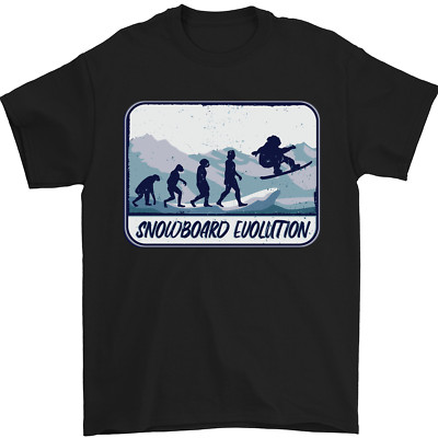 Snowboarding Evolution lustiges Snowboarder Herren T-Shirt 100% Baumwolle