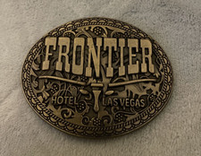 Vintage 1970s FRONTIER Hotel Las Vegas Brass Metal Belt Buckle
