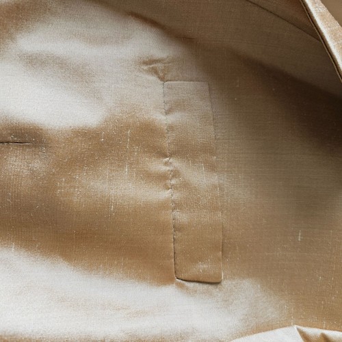 Blazer Linda Allard/Ellen Tracy taglia 10 100% seta marrone lucido oro designer classico - Foto 10 di 13