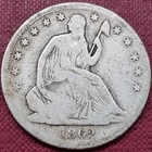1862 S Seated Liberty Half Dollar 50c Circulated #74694