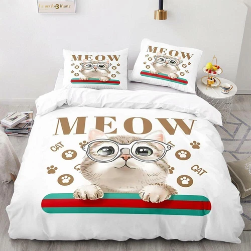 Cats Quilt Duvet Cover Pillowcase Pets Bedding Set Single Double King Size Hot - Picture 20 of 63