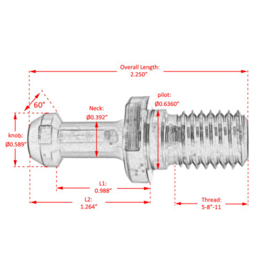 20pcs CAT 40 5/8-11 60° Pull Stud Retention Knob Fit Milltronic Kira CAT40 CNC 20pcs CAT 40 5/8-11 60° Pull Stud Retention Knob Fit Milltronic Kira CAT40 CNC