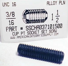 3/8-16x1-1/2 Hex Socket Set Screws Cup Point Alloy Steel (10)