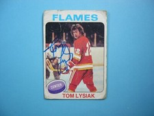 1975/76 TOPPS NHL HOCKEY CARD #230 TOM LYSIAK PR AUTO AUTOGRAPH 75/76 TOPPS