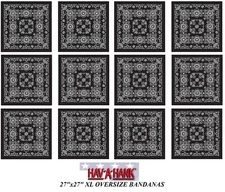 12 Hav-A-Hank XL OVER SIZE BLACK PAISLEY 27" BANDANA Head Wrap Face Mask Scarf