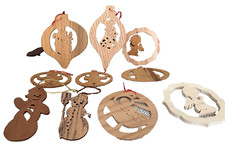 Lot Of 10 Mixed Wooden Hand-carved Hanging Ornaments
