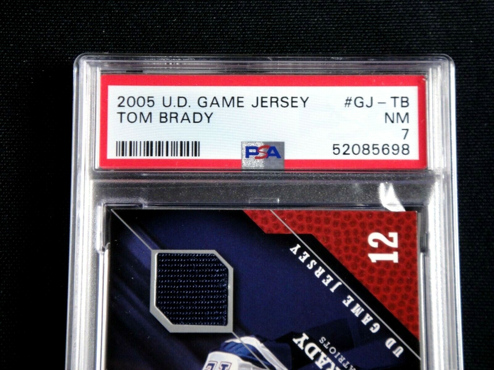 TOM BRADY 2005 UPPER DECK UD GAME WORN USED JERSEY PATCH PSA 7 PATRIOTS  view 3