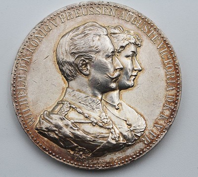 Jubiläums-Medaille König Wilhelm u. Viktoria 990er Silber (ca. 4,5 cm, 50,26 g.)
