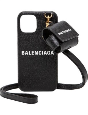 Balenciaga Cash iPhone 12 Black Leather Case