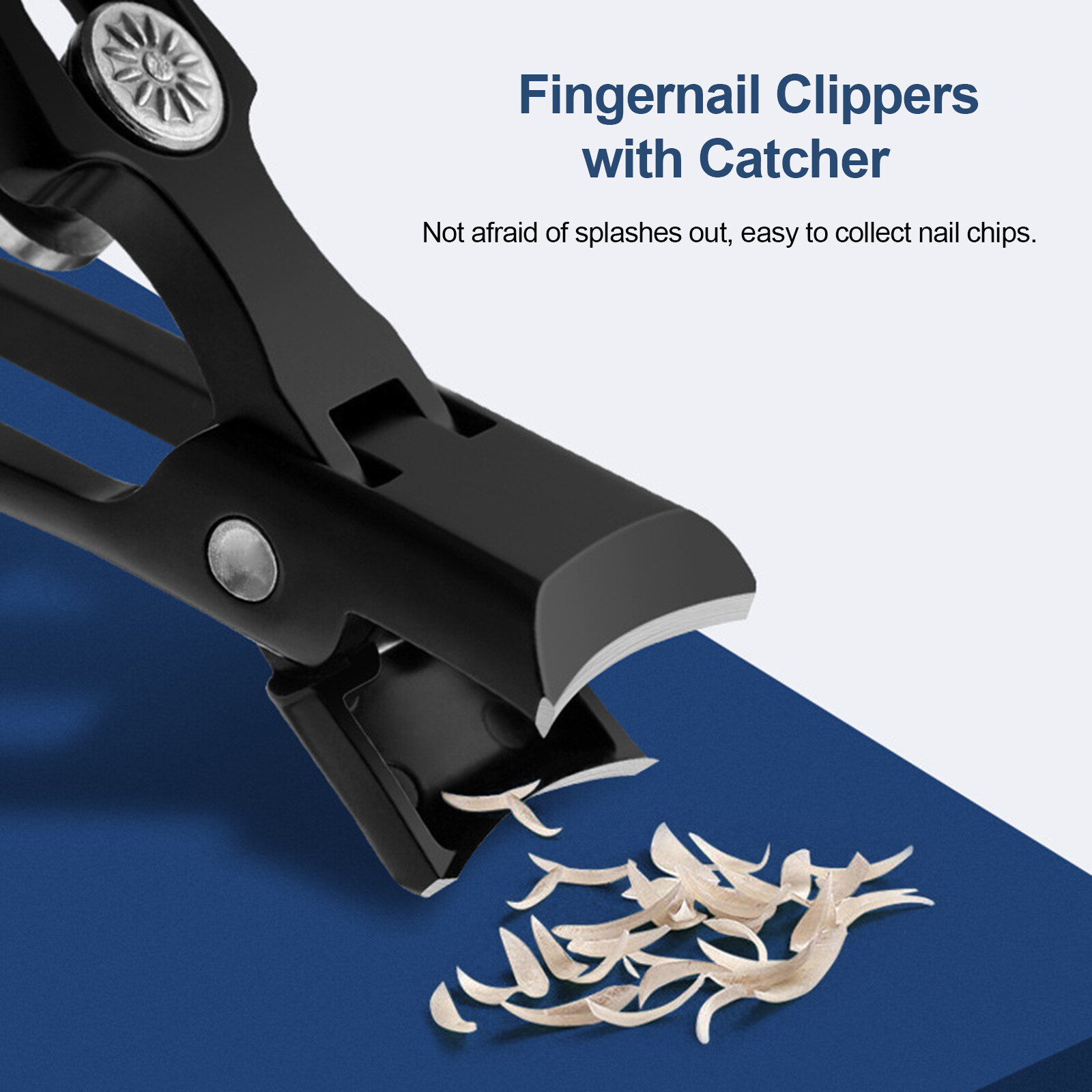 3-teiliges Nagelclip-Set – Mit Fänger, Für Dicke Nägel, Edelstahl, Schwarz
