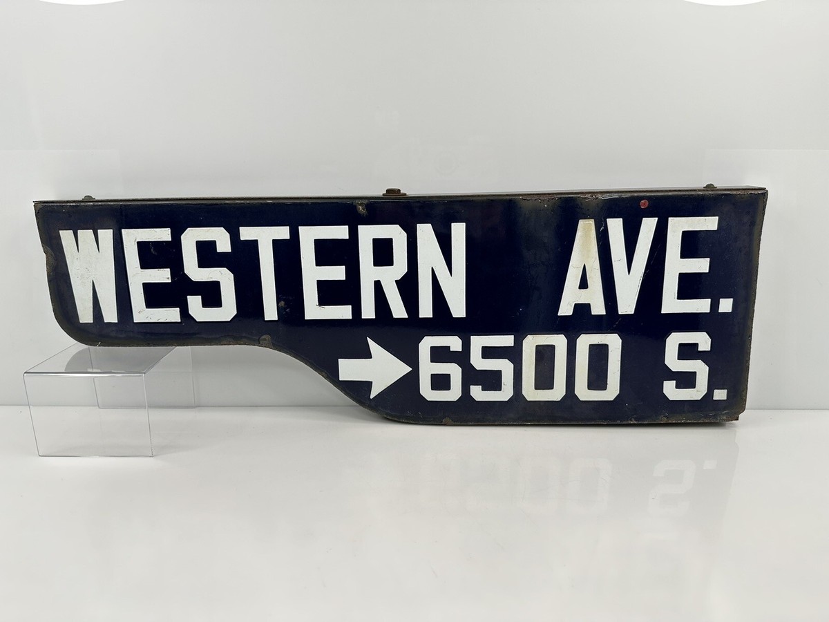 Rare Vintage 1946-62 Los Angeles Shotgun Street Sign Western Ave