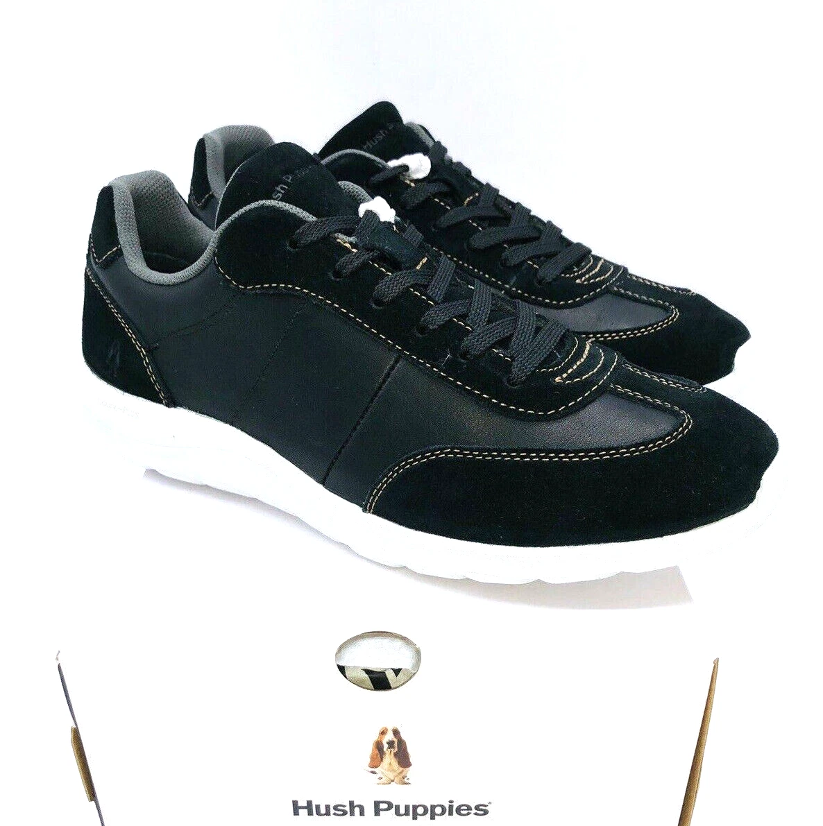 HUSH PUPPIES Women s Cassidy SUEDE LEATHER Sneakers BLACK US