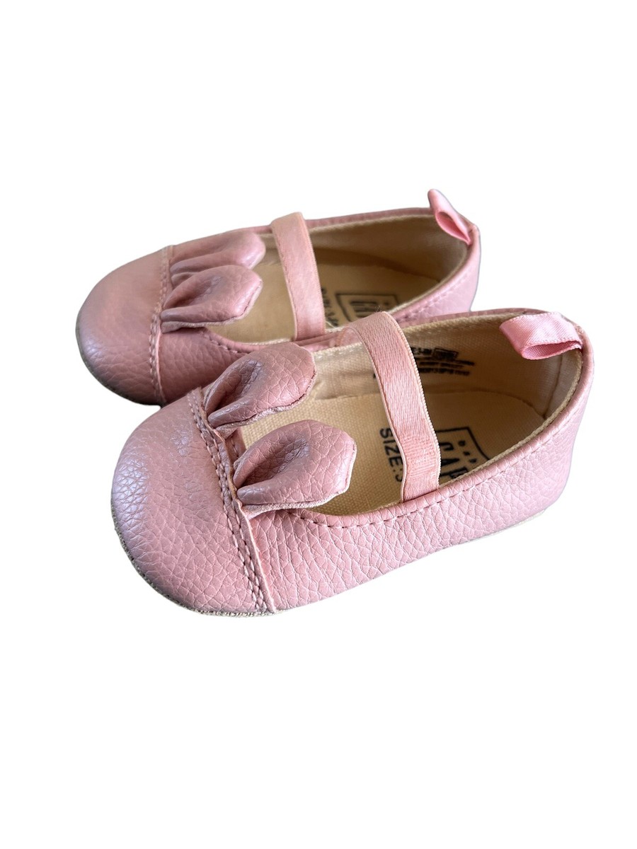 NBW GAP Baby Girls Size 3-6 Months Pink Mary Jane Bunny Ballet