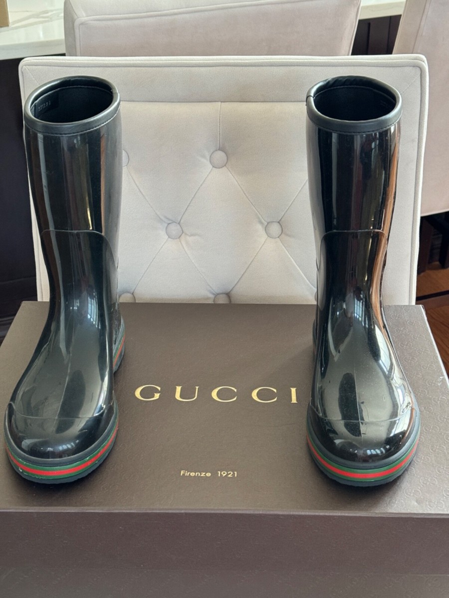 GUCCIレインシューズ38サイズ GUCCIグッチ ラバーシューズ サイズ38 ネイビー - メルカリ