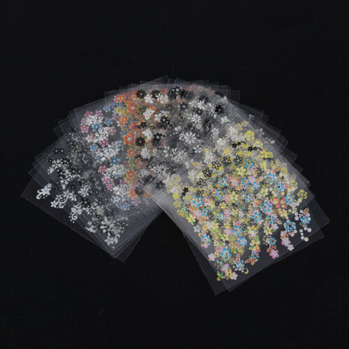 50 adesivi nail art fogli 3D decalcomania trasferimento fiori manicure consigli decorazione fai da te - Foto 2 di 12