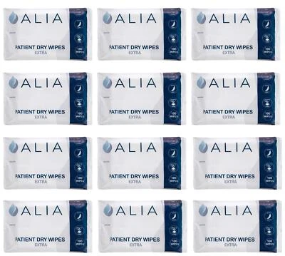 2400 x ALIA Patient Dry Cleansing Wipes Extra | Medical Care Home|24 Pack of 100