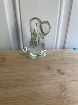 Vintage Leonard Towle Hound Dog Art Glass Paperweight  w/ Bullicante Bubbles