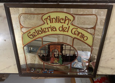 VINTAGE GRANDE SPECCHIO PUBBLICITARIO ANTICA GELATERIA DEL CORSO 53x48 cm