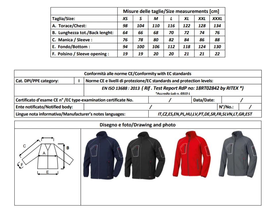 Giacca in Softshell Giubbino Impermeabile Giubbotto con Pile Interno ISSA LINE - Immagine 3 di 3