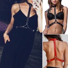 BDSM Punk Bra Leather Harness Belt Lingerie Body Bondage Strap Garter Suspender 