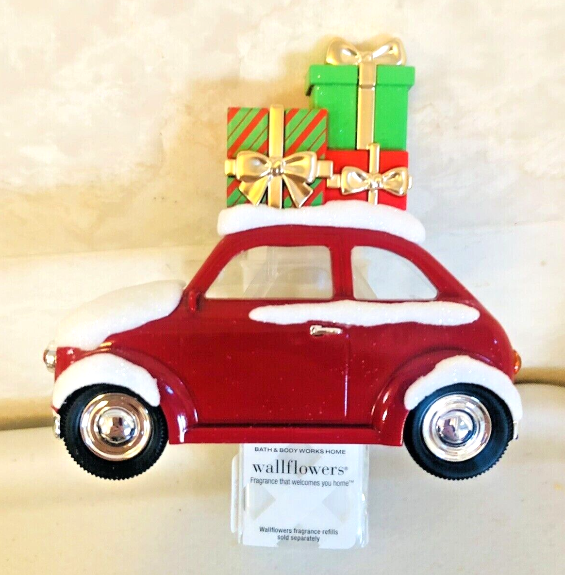 BATH & BODY WORKS RED CAR WITH PRESENTS WALLFLOWER PLUG NEW Christmas-image
