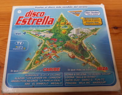 DISCO ESTRELLA LO QUE MAS SE BAILA EN IBIZA Y EL CARIBE, VERANO 2001, 4 CD'S, VA