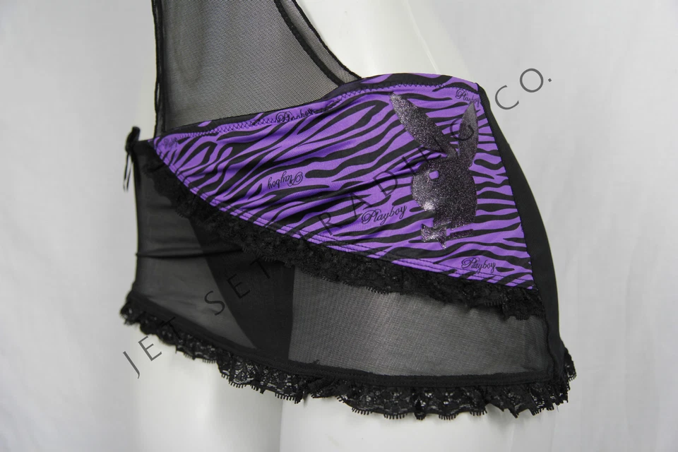 Juego de CUERDAS G Chemise para mujer PBNW6066-PÚRPURA púrpura y negro Playboy íntimas S - L Foto 3 de 4