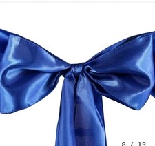18- NEW 5 Pack Satin Chair Sashes Royal Blue Durable Chair Bows Shiny 90 TOTAL